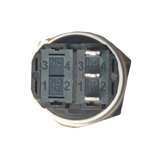 Interruptor de botón pulsador rojo tipo hongo de acero inoxidable 3A IP65 1NO1NC 220V LED metálico para control - Product Image 5