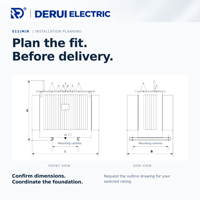 Transformateur de distribution immergé dans l'huile DERUI 6-11kV 10-2500kVA S11(M)R, noyau bobiné, entièrement scellé, cuve corruguée, enroulement en cuivre haute tension