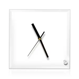 Courage Schlussverkauf 20 × 20 cm individueller Luxus-Stil kreative Heimdekoration Viereck Sublimation einfarbiges Glas Fotorahmen-Uhr