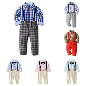 Conjuntos de pantalones cortos de manga corta de primavera para niños, monos de dos piezas, trajes de caballero para bebés, conjuntos de ropa para niños