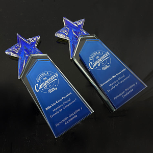 Placa de Premio de Cristal con Diseño de Estrella Arcoíris Azul, Trofeo de Cristal - Product Image 2