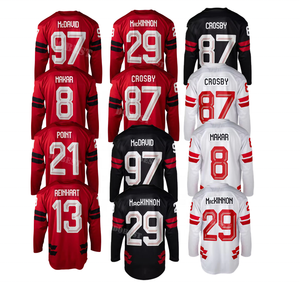 2026 Yeni Dikişli Kanada 97 Connor McDavid 8 Cale Makar 29 MacKinnon 87 Cro-sby 21 Point 13 Reinhart Dikişli Buz Hokeyi Forması - Product Image 1