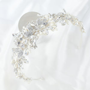 اليدوية حجر راين كريستال أنيق قبعة الزفاف الشعر تاج بو زهرة الزفاف حفلة موسيقية حزب تيجان وإكسسوارات للشعر - Product Image 4
