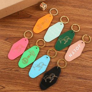 CY Wholesale Custom Promotional Multiple Color DIY Print Hotel <b>Name</b> Acrylic Vintage Hotel Keychain - Product Image 6