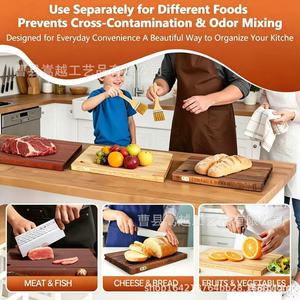 Over Acacia Wood Cutting Board <b>Set</b> <b>Square</b> Multifunctional For Vegetable Fruit And Cooked Food Sorting Home Use - Product Image 4