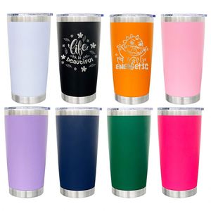 Gobelets de voyage isothermes 20oz en acier inoxydable avec revêtement poudré, couleurs assorties, étanches, pour gravure laser – Expédition depuis l'entrepôt américain - Product Image 1
