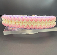 Collier pour chien en paracorde de luxe, fait main, tressé, avec breloque cœur, collier pour animal de compagnie en macramé, collier pour chien kawaii pastel