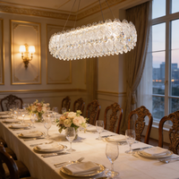 Lustre de restaurant sur mesure, design artistique en verre, en forme de pétale, pour salle à manger, lustre de table à manger
