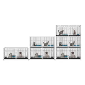 Divided Space Luxury Stackable Pet Store Display Metal Wire Mesh Cage Animal Cat Breeding Cage