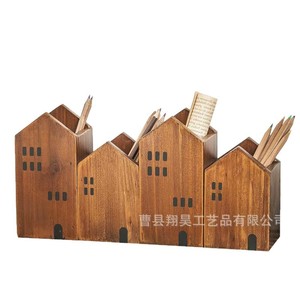 กล่องเก็บของรูปทรงบ้านไม้สำหรับใส่ดินสอเครื่องเขียนตกแต่งโต๊ะทำงาน - Product Image 5