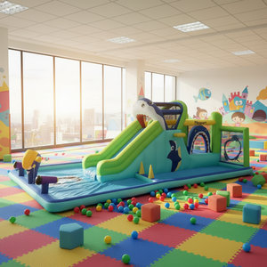 Château gonflable aquatique commercial pour enfants, modèle Jumping Deer, avec toboggan aquatique, en nylon, facile à installer, idéal pour les aires <span class=keywords><strong>de</strong></span> jeux intérieures – Nouveauté très demandée - Product Image 4