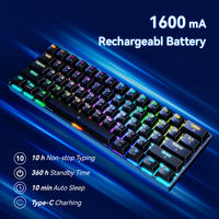 Keyboard Gaming RGB Tri-Mode Brown Switch 61 Tombol 60 Persen Nirkabel Mekanik untuk PC Gamer Laptop Komputer