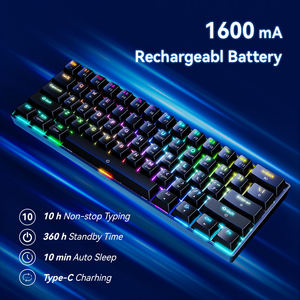 RGB Tri-Mode Brown Switch Gaming Keyboard 61 Keys 60 Percent <b>Wireless</b> Mechanical Keyboard for <b>PC</b> Gamer Laptop Computer - Product Image 3
