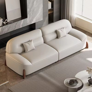 Ensemble de canapés sectionnels modernes en cuir italien à rangée droite, rembourrés, doux, extensibles, 3 places, pour salon et hôtel - Product Image 4