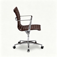 Fauteuil de bureau exécutif moderne pivotant en cuir PU, dossier bas, réglable en hauteur, base 5 étoiles en alliage d'aluminium