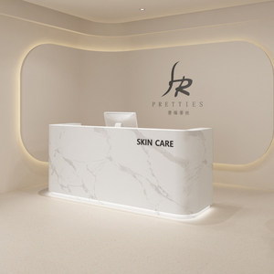 Comptoir de réception incurvé contemporain pour salon de beauté, hôtel, clinique, hall d'entrée - Product Image 5