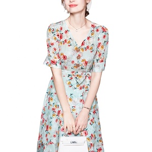 Phụ Nữ Thân Thiện Với Môi Dệt Ngọt Ngào Tự Nhiên Mùa Hè V Cổ Hoa Voan Một Mảnh Váy - Product Image 2