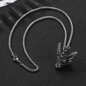 Collar con Colgante de Cabeza de Dragón de Acero Inoxidable para Hombre, Amuleto Temático de Animal SP986, Joyería de Regalo - Product Image 3