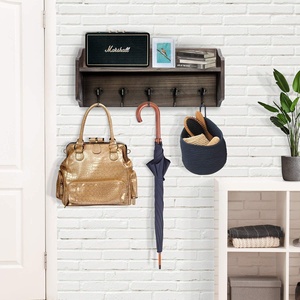Porte-manteau mural de ferme personnalisé, en <span class=keywords><strong>bois</strong></span>, <span class=keywords><strong>étagère</strong></span> supérieure pour le rangement - Product Image 6