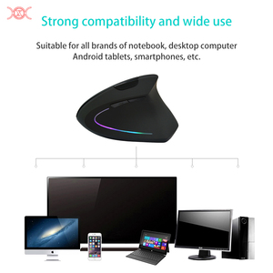Rechargeable RGB <strong>Mouse</strong> 2.4Ghz + Dual-Mode BT Wireless Ergonomic Vertical <strong>Silent</strong> <strong>Mouse</strong> for Windows / IOS / Android - Product Image 4