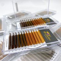 Extensions de cils colorées personnalisées, douces, multicolores arc-en-ciel, en plateaux Cashmerelash, marron, marque privée