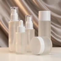 Bouteille de luxe en verre dépoli, ensemble de soins de la peau, emballage de luxe 20 30 40 50 60 80 100 120 150ml, Lotion corporelle de pompe