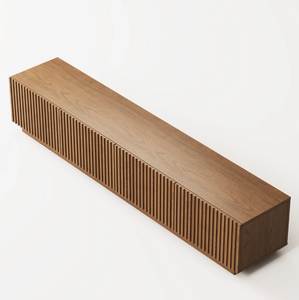 Mobile <span class=keywords><strong>TV</strong></span> Moderno Scanalato da 86,6 Pollici con Ante a Doghe, Corpo in MDF e <span class=keywords><strong>Base</strong></span> in Legno Massello per <span class=keywords><strong>TV</strong></span> fino a 90 Pollici - Product Image 5