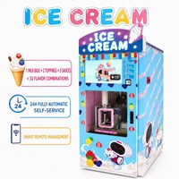 Distributeur automatique de crème glacée Riteng Robot, entièrement automatique, 32 saveurs, crème glacée molle, libre-service, sans personnel, écran tactile, paiement sans argent liquide