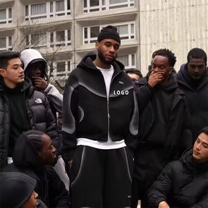 Nuova Collezione <span class=keywords><strong>Moda</strong></span> Streetwear: <span class=keywords><strong>Tuta</strong></span> Sportiva Oversize da Uomo con Felpa e <span class=keywords><strong>Pantaloni</strong></span> in Tessuto Pesante, Zip e Lavaggio Acido - Product Image 1