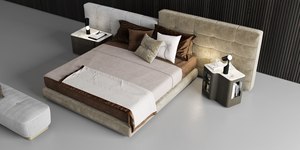 Nieuw Italiaans Bedmeubilair Set Breed Hoofdeinde Ontwerp Lawrance Kingsize Bed Nubuck Stof Fashion Villa Slaapkamer Tweepersoonsbed - Product Image 6