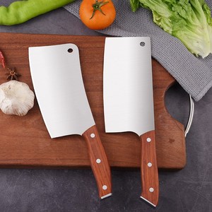 Stainless steel cleaver with wooden <b>handle</b>, quick-handled kitchen <b>knife</b>, household, street vendor <b>knife</b>, Yangjiang <b>knife</b>, Qilin - Product Image 2