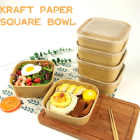 Boîtes alimentaires en papier kraft biodégradables Récipient en papier kraft personnalisé avec couvercles en PP