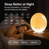Sonnenaufgang-Simulations-Wecker Aufwachlicht 7-Farben-Nachtlicht Einschlafhilfe Natürliche Geräusche Nachttischlampe Kunststoff ABS USB-Aufladung OEM