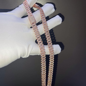 Excelente Custo-Benefício: Colar de Corrente Tennis Hip-hop Fascinante e Brilhante, em Prata Esterlina Banhada a Ouro Rosé, com Moissanite Plissada e Pingente Dogtag - Product Image 4