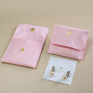 Pochette de rangement de luxe en microfibre flanelle rectangulaire pour bijoux (colliers, boucles d'oreilles) avec fermeture à bouton-pression dissimulé, directement de l'usine - Product Image 2