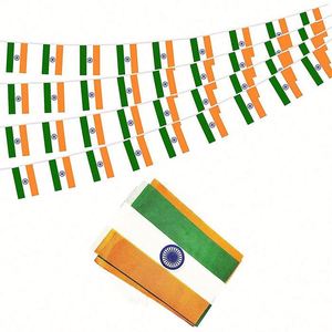 Guirnalda de Banderines Personalizada al por Mayor, Bandera de la India con Cuerda Naranja, Blanca y Verde, Decoración Hindú para Eventos Nacionales - Product Image 3