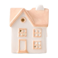 Support de bougie carré en céramique pour bougies chauffe-plat, style poterie de village, ornement de Noël pour la maison et porte-bougie, magnifique cadeau de pendaison de crémaillère