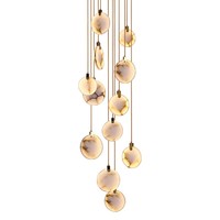 Lustre en albâtre espagnol à hauteur réglable, luminaire suspendu à bulles pour salon, café, escalier duplex en marbre, café