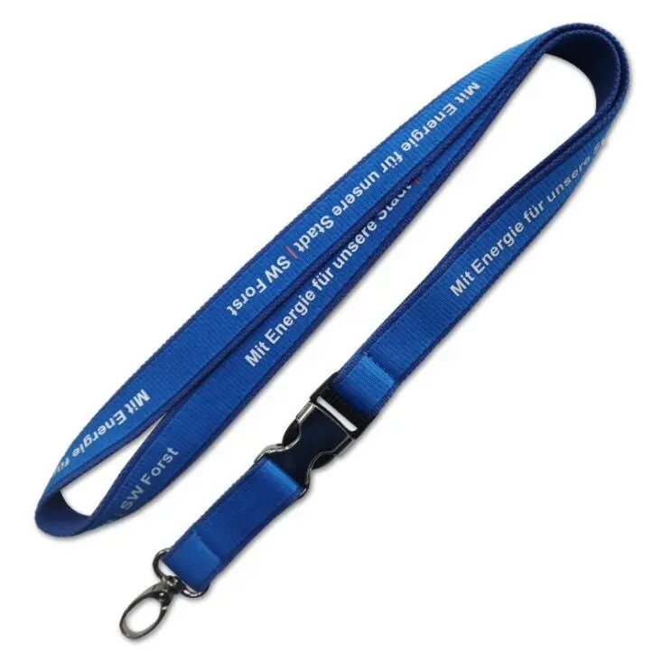 Custom Printing Blauw 15Mm Lanyard Met Veiligheid Breakaway Voor Id & Sleutels