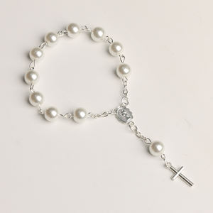 Braccialetto <span class=keywords><strong>Rosario</strong></span> Religioso con Perle e Croce, Regalo Cattolico per Comunione, Cresima, Prima Comunione, Gioiello di Fede - Product Image 3