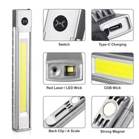 Senter Laser Multifungsi dengan Lampu Sorot Samping, Daya Hisap Magnetik, Dapat Diisi Ulang, Lampu Darurat, Lampu Kerja Luar Ruangan