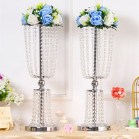 Centres de table minimalistes pour mariage, grands vases à fleurs en cristal, support de fleurs en métal doré argenté pour décorations de fête