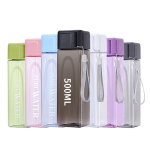 Nouvelle Bouteille d'Eau Transparente 2026 avec Logo Personnalisé, Grande Bouteille Carrée en Plastique Portable de 500 ml, Facile à Nettoyer - Product Image 2