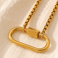 Collier en acier inoxydable plaqué or avec pendentif boucle créole, prêt à expédier, vente en gros