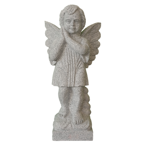 รูปปั้นเทวดาน้อยอธิษฐาน รุ่นดั้งเดิม สำหรับอนุสรณ์สถาน ทำจากหินแกรนิตสีเทา (G614) สูง 24 นิ้ว สำหรับใช้งานกลางแจ้ง - Product Image 1