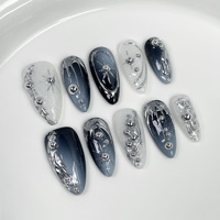 Faux ongles à presser faits main de style INS, longueur moyenne, de luxe, réutilisables, vente en gros
