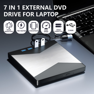 ฮิรูซี่ USB 3.0 Type-C ไดรฟ์ออปติคอลภายนอกแบบพกพาบางเฉียบ, เครื่องเขียนดีวีดี+RW และเครื่องเล่นซีดีพร้อมแคช 2MB สำหรับแล็ปท็อปเดสก์ท็อปพีซี - Product Image 6