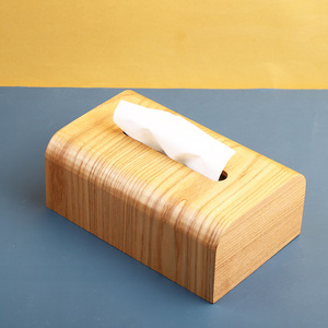 Boîte à mouchoirs en bois décorative pour la maison, design à <span class=keywords><strong>grain</strong></span> vertical, avec angle d'arc sécurisé - Product Image 2