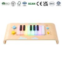Clavier électronique en bois courbé pour enfants, piano en bois pour l'éveil musical avec lumière de guidage, fonction d'enregistrement et de lecture