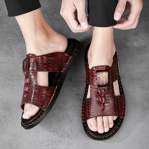 Sandales d'été décontractées en cuir pour hommes, tongs à bout ouvert, grandes tailles 38-45, antidérapantes - Product Image 5